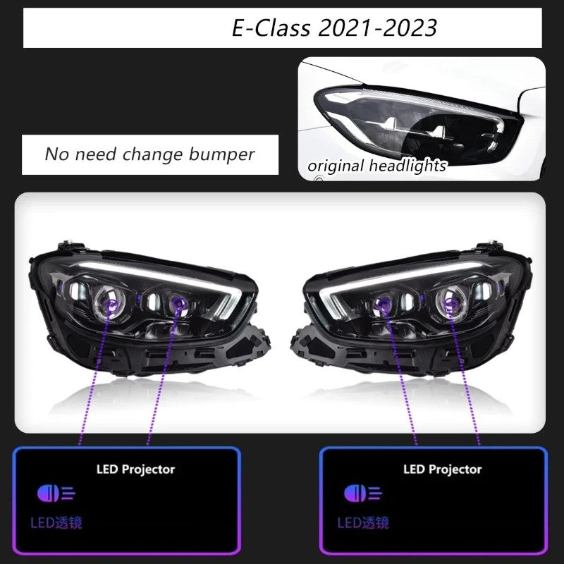 Car Craft Compatible With Mercedes Benz E Class W213 2021-2024 Car Front Upgraded Head Light Lamp Xenon Headlight Retrofit Upgrade Modified Led Drl Hid Light Shy - CAR CRAFT INDIA