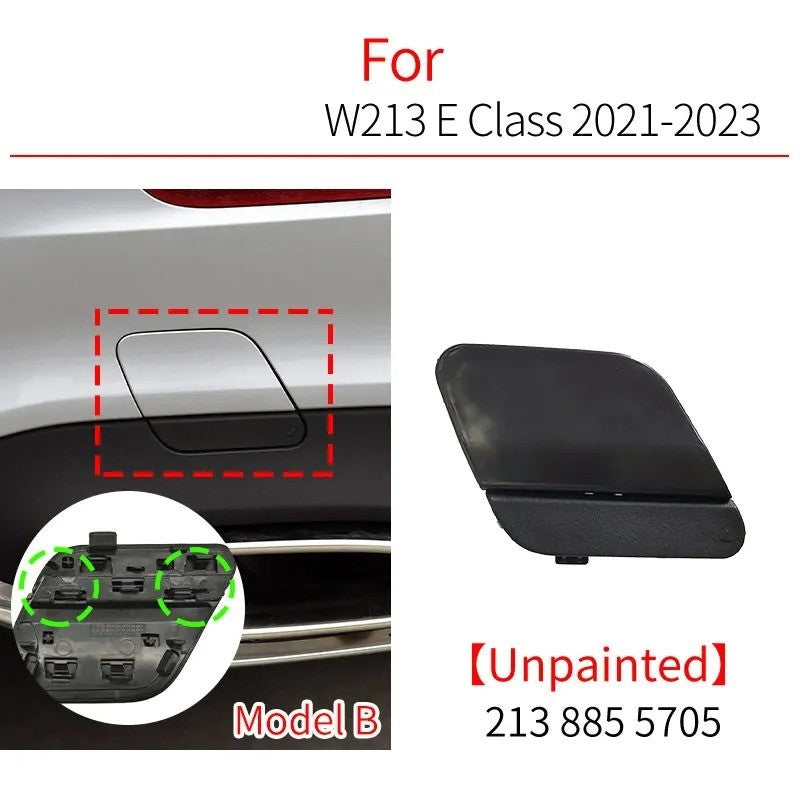 Car Craft Compatible With Mercedes E Class W213 Lci 2021-2024 Rear Bumper Trailer Tow Towing Hook Hole Cover 2138855705 Unpainted Model B - CAR CRAFT INDIA