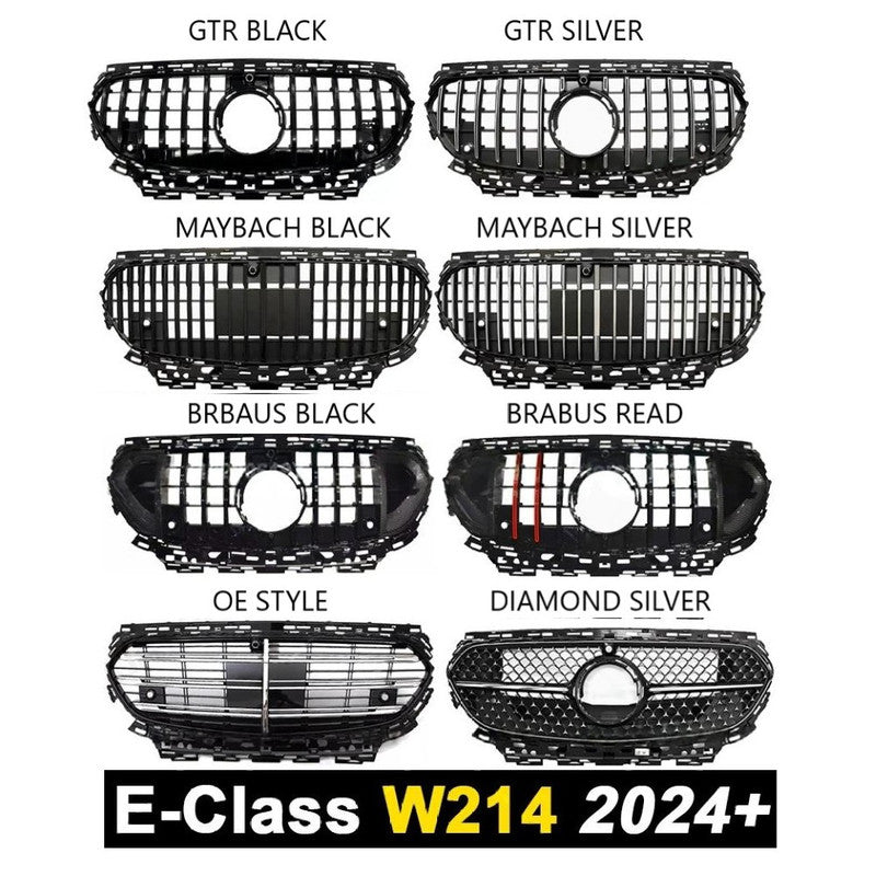 Car Craft Compatible With Mercedes E Class W214 2023+ Upgraded Front Bumper Show Grill Oe Normal Style Black