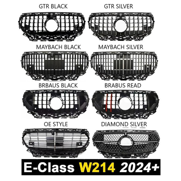 Car Craft Compatible With Mercedes E Class W214 2023+ Upgraded Front Bumper Show Grill Oe Normal Style Black