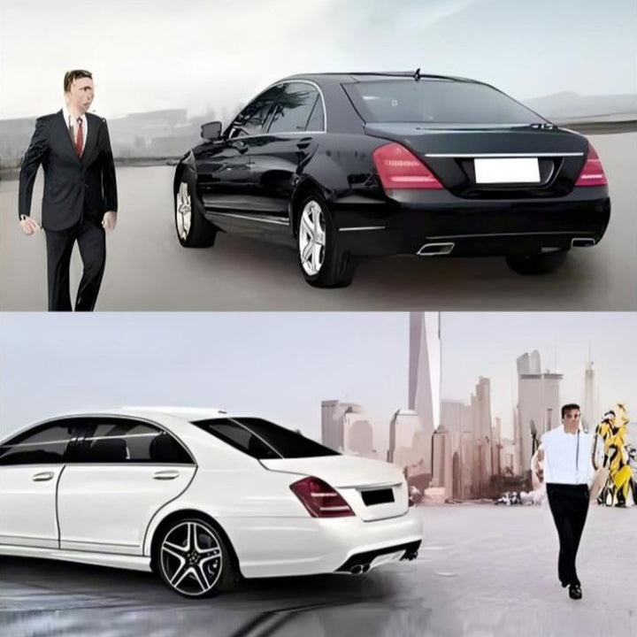 Car Craft Compatible With Mercedes Benz S Class W221 2006-2014 Amg S63 S65 S450 Rear Bumper Lip Diffuser Skirt With Exhaust Tip Pipe B007