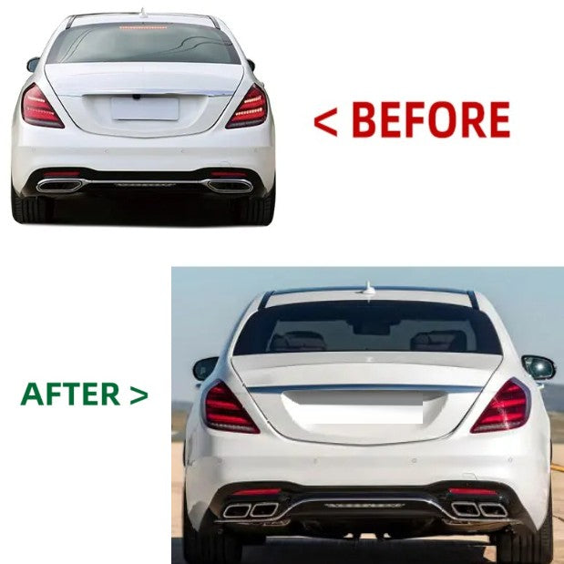Car Craft Compatible With Mercedes Benz S Class W222 Lci 2018-2020 Upgrade Convert To S Class S63amg Amg63 S63 S65 Amg Rear After Bumper Exhaust Tip Pipe Trim Black