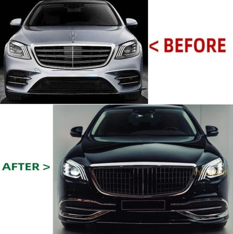 Car Craft Compatible With Mercedes Benz S Class W222 Lci 2018-2020 Upgrade Convert To S Class Maybach Mhb Front Bumper Bodykit Splitter Trim Gc W222-005