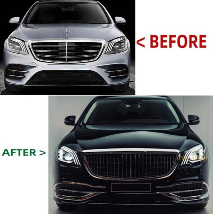 Car Craft Compatible With Mercedes Benz S Class W222 Lci 2018-2020 Upgrade Convert To S Class Maybach Mhb Front Rear Bumper Bodykit Diffuser Exhaust Pipe Tip Grill Skirt Splitter Trim Gc W222-005,006