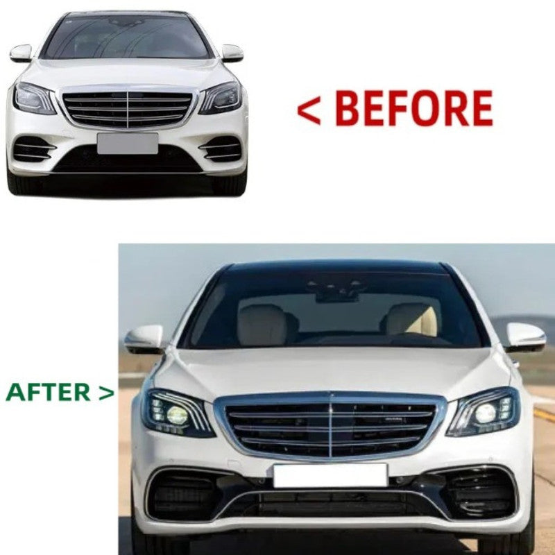 Car Craft Compatible With Mercedes Benz S Class W222 Lci 2018-2020 Upgrade Convert To S Class S63amg Amg63 S63 Amg Front Bumper Bodykit Skirt Splitter Trim Gc W222-007