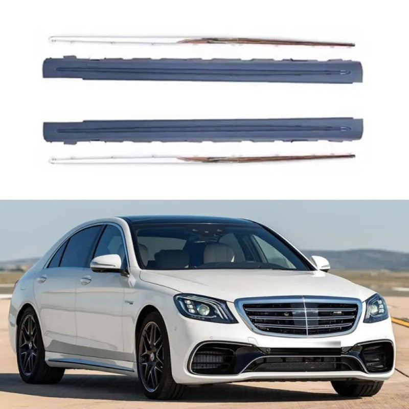 Car Craft Compatible With Mercedes Benz S Class W222 Lci 2018-2020 Upgrade Convert To S Class S63amg Amg63 S63 S65 S450 Amg Maybach Side Skirt Splitter Running Board Gc W222-013 Long