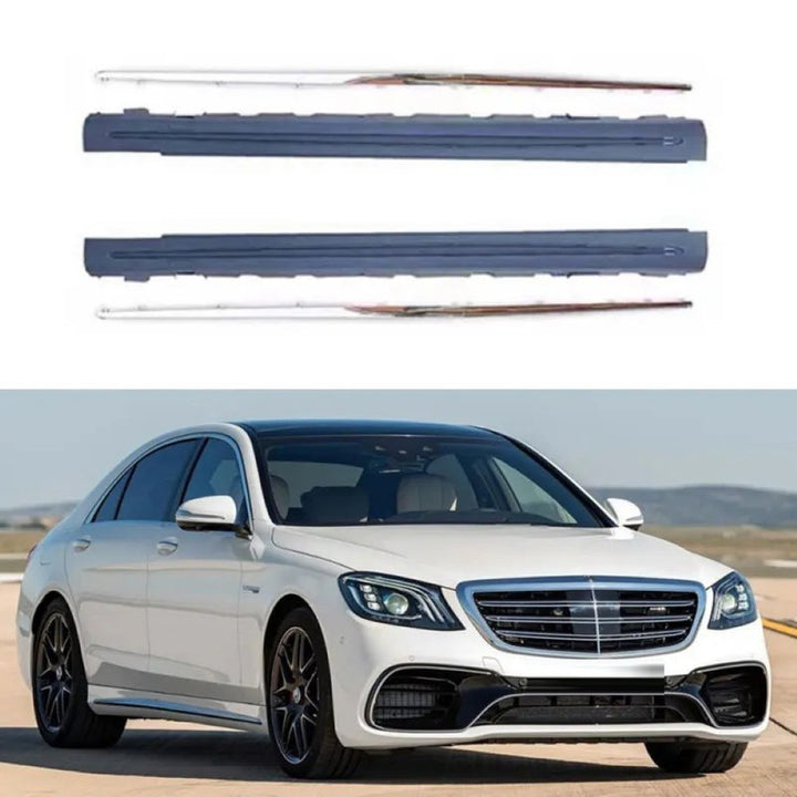 Car Craft Compatible With Mercedes Benz S Class W222 Lci 2018-2020 Upgrade Convert To S Class S63amg Amg63 S63 S65 S450 Amg Maybach Side Skirt Splitter Running Board Gc W222-013 Long