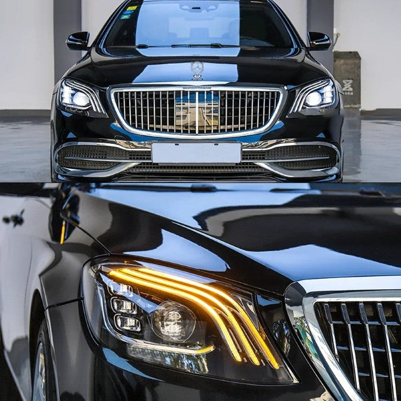 Car Craft Compatible With Mercedes Benz S Class W222 2014-2019 Car Front Upgraded Head Light Lamp Xenon Headlight Retrofit Upgrade Modified Led Drl Hid Light Maybach Style Shy - CAR CRAFT INDIA