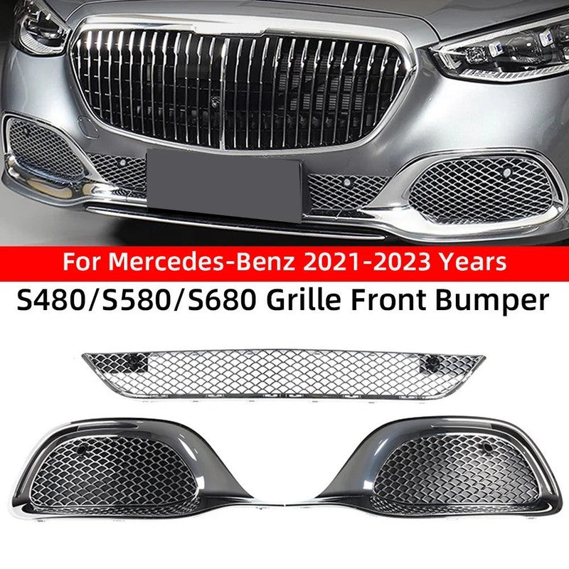 Car Craft Compatible With Mercedes Benz S Class W223 S450 S480 2021 Upgarde Fog Lamp Light Grill Cover Trim To S600 S680 Maybach Style Black Gc W223-004