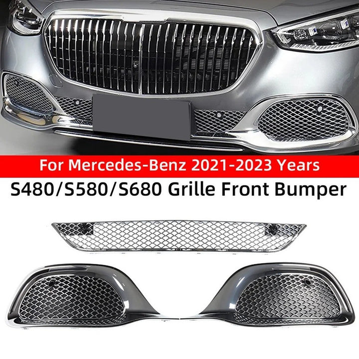 Car Craft Compatible With Mercedes Benz S Class W223 S450 S480 2021 Upgarde Fog Lamp Light Grill Cover Trim To S600 S680 Maybach Style Black Gc W223-004