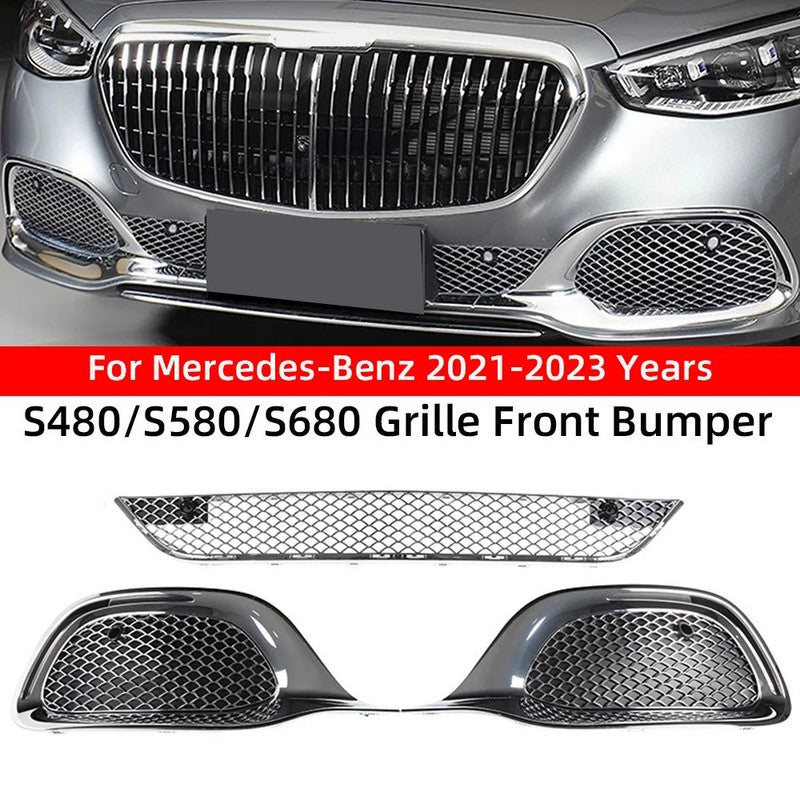 Car Craft Compatible With Mercedes Benz S Class W223 S450 S480 2021 Upgarde Fog Lamp Light Grill Cover Trim To S600 S680 Maybach Style Silver Gc W223-003