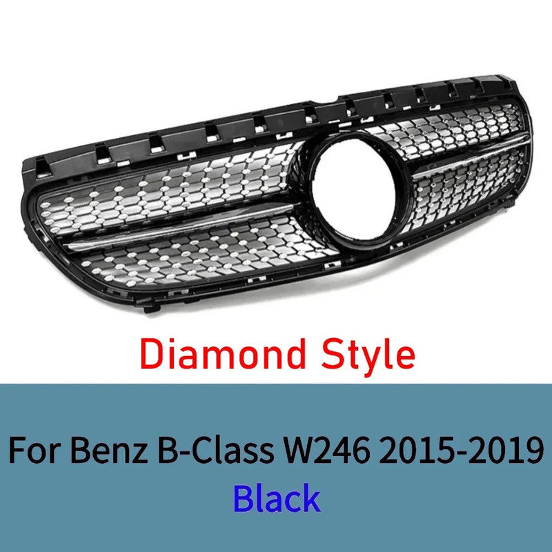 Car Craft Compatible With Mercedes Benz B Class W246 2015-20018 Front Bumper Show Grill Amg Diamond Black