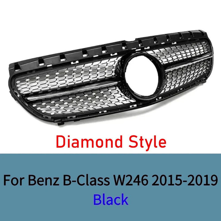 Car Craft Compatible With Mercedes Benz B Class W246 2015-20018 Front Bumper Show Grill Amg Diamond Black