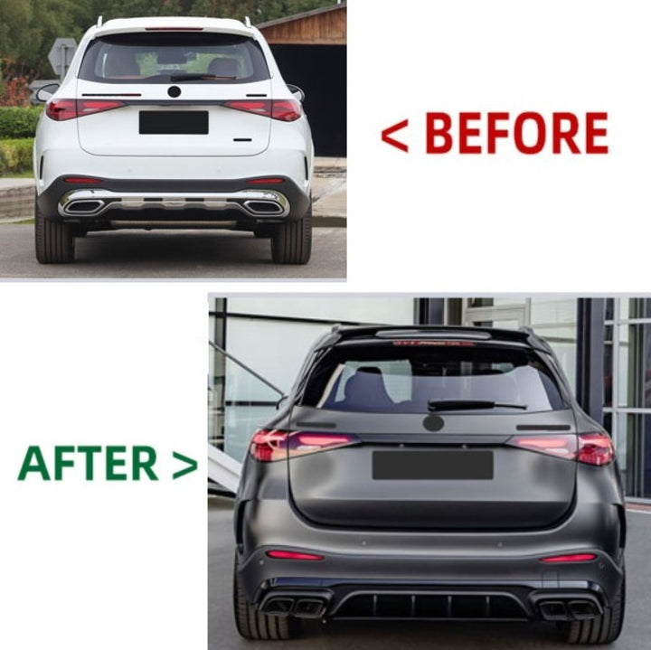 Car Craft Compatible With Mercedes Benz Glc W254 2023-2026 Upgrade Facelift Convert To Glc43 Amg Bodykit Rear Bumper Skirt Diffuser Rear After Lip Silver Gc W254-009