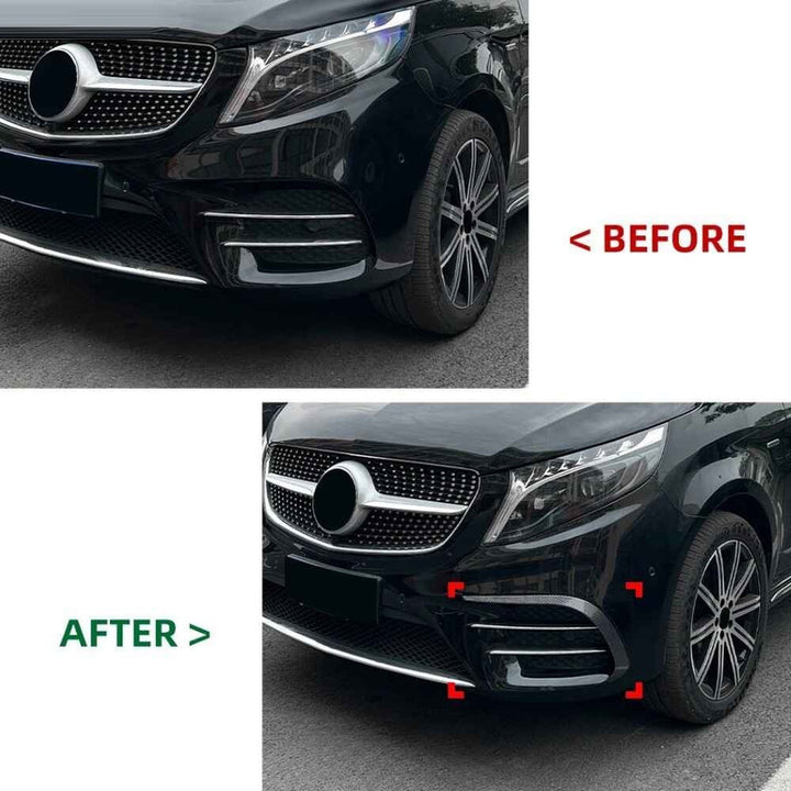 Car Craft Compatible With Mercedes Benz V Class W447 2016-2023 Amg Rear After Bumper Lip Splitter Skirts Canards Zst-1032 Gb Glossy Black
