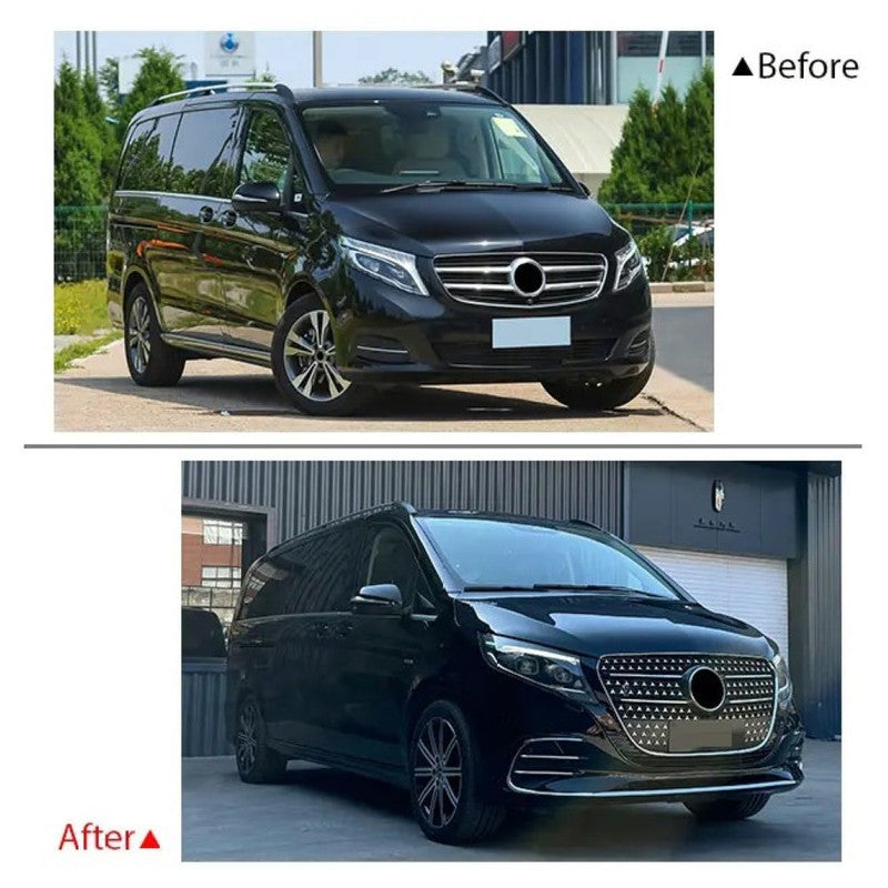 Car Craft Compatible With Mercedes Benz V Class Vito W447 2016-2024 Upgrade Facelift Convert To V300 Amg Bodykit Front Rear Bumper Headlight Taillight Lamp Splitter Trim B117