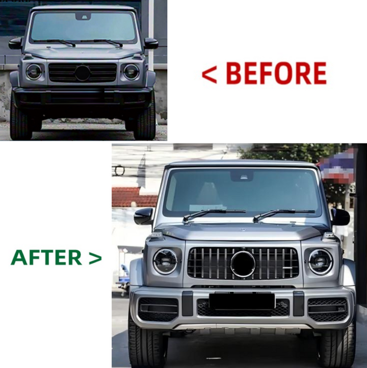 Car Craft Compatible With Mercedes Benz G Class G Wagon W464 2019-2023 Upgrade Facelift Convert To Amg G63 G55 Bodykit Front Bumper Grill Skirt Trim Wheel Arch