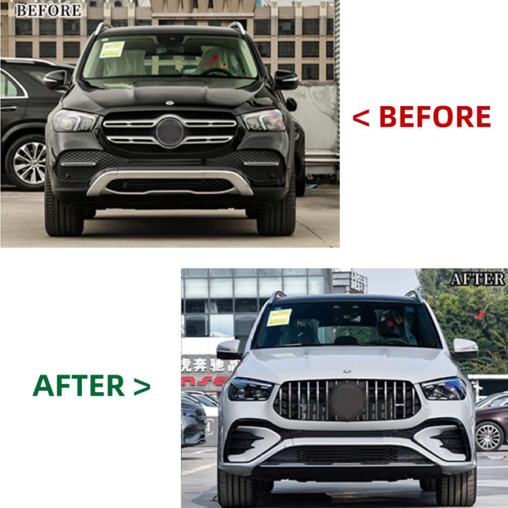 Car Craft Compatible With Mercedes Benz Gle W167 2020-2023 Upgrade Facelift Covert To 2023+ Gle53 Lci Amg Bodykit Bumper Grill Diffuser Headlight Taillight Hood Fender After Lip 1:1 - CAR CRAFT INDIA