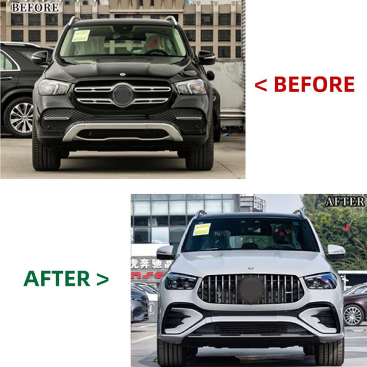 Car Craft Compatible With Mercedes Benz Gle W167 2020-2023 Upgrade Facelift Covert To 2023+ Gle53 Lci Amg Bodykit Bumper Grill Diffuser Headlight Taillight Hood Fender After Lip 1:1 - CAR CRAFT INDIA