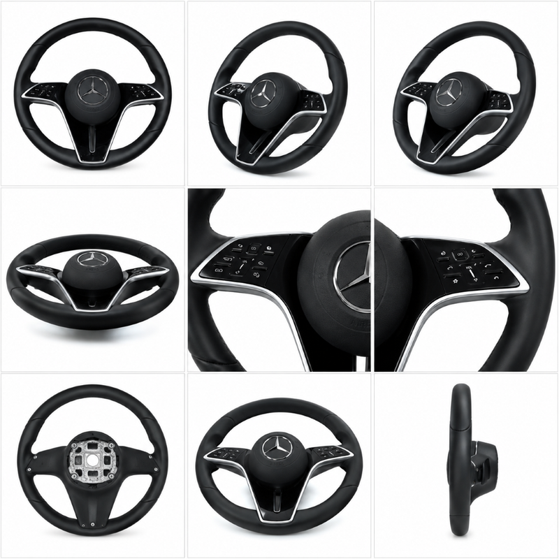 Car Craft Compatible With Mercedes A B C E S G V M Class Ml Gl Gla Glb Glc Gle Gls Slk G55 G63 G Wagon Eqs Upgraded Custom Amg Brabus Maybach Full Steering Wheel 2014-2016 Style 1 Black