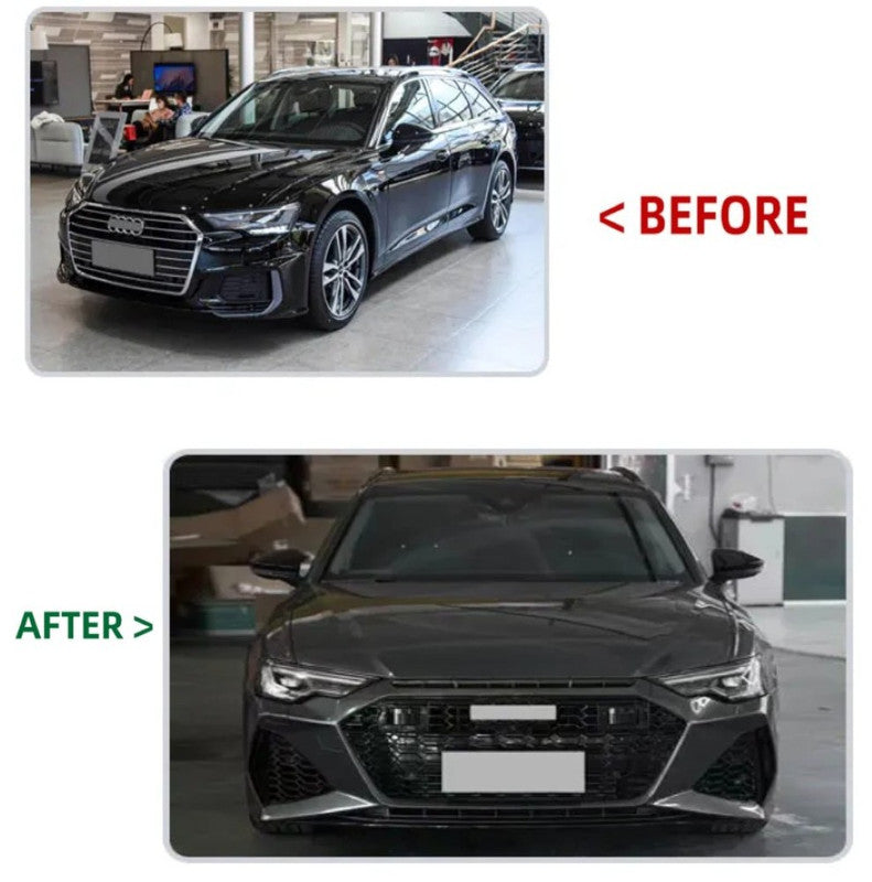 Car Craft Compatible With Audi A6 C8 2019-2024 Upgrade Facelift Convert To Rs6 Bodykit Front Rear Bumper Grill Fog Gril Trim Skirt Exhaust Pipe Tip After Rear Lip Diffuser Rsu