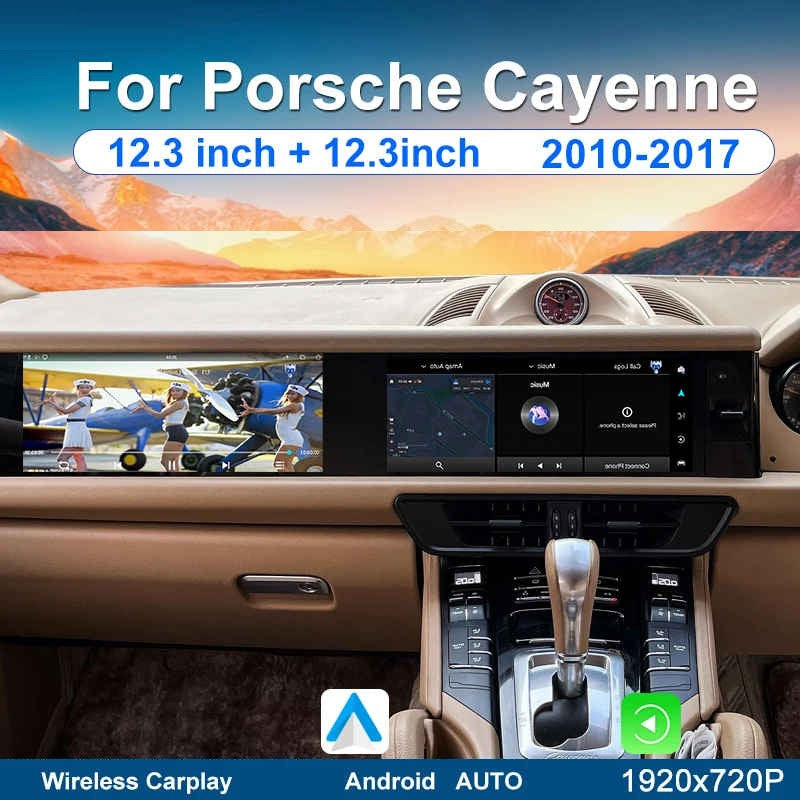 Car Craft Compatible With Porsche Cayenne 2010-2017 Dual Screen Android 14 Multimedia Video Player Gps Navigation 4g Wifi 360 Infotainment Touchscreen Dvd Player Wireless Carplay Android Auto 12.3" - CAR CRAFT INDIA