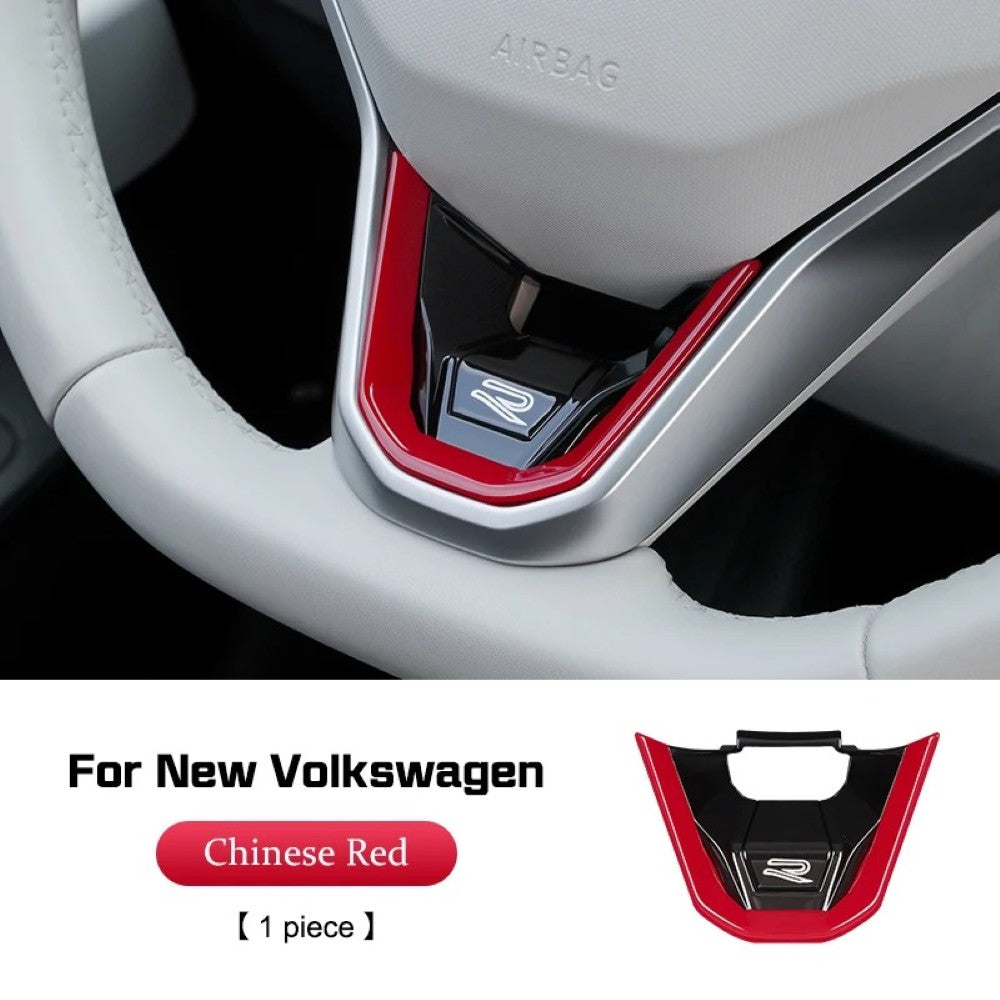 Car Craft Compatible With Volkswagen Virtus Arteon Golf 8 Vw Id.3 Passat B8 T-cross Tiguan Touareg Vw T6 Steering Wheel Trim Badge Logo R Line Red CC-3247 - CAR CRAFT INDIA