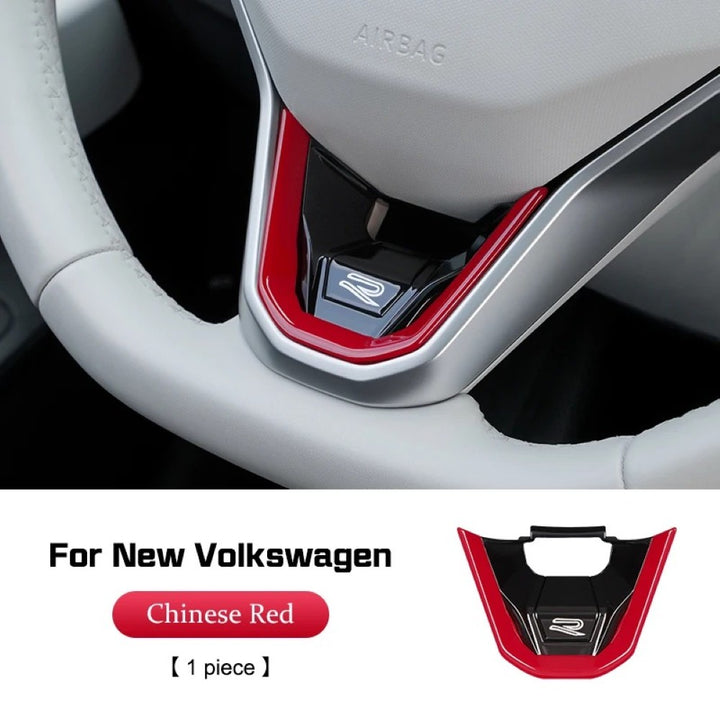 Car Craft Compatible With Volkswagen Virtus Arteon Golf 8 Vw Id.3 Passat B8 T-cross Tiguan Touareg Vw T6 Steering Wheel Trim Badge Logo R Line Red CC-3247 - CAR CRAFT INDIA
