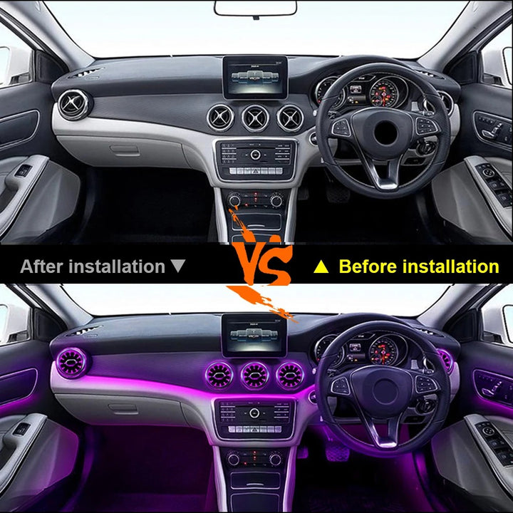 Car Craft Compatible With Mercedes Benz A Class W176 B Class W246 Cla W117 Gla W156 Class 2013-2018 Ambient Ambiance Led Light Vents Speaker Decorative Interior Kit Atmosphere Lamp Air Ac Vent Turbine Mp 22 In 1 Set
