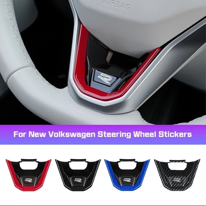 Car Craft Compatible With Volkswagen Virtus Arteon Golf 8 Vw Id.3 Passat B8 T-cross Tiguan Touareg Vw T6 Steering Wheel Trim Badge Logo R Line Carbon Fiber CC-3246 - CAR CRAFT INDIA