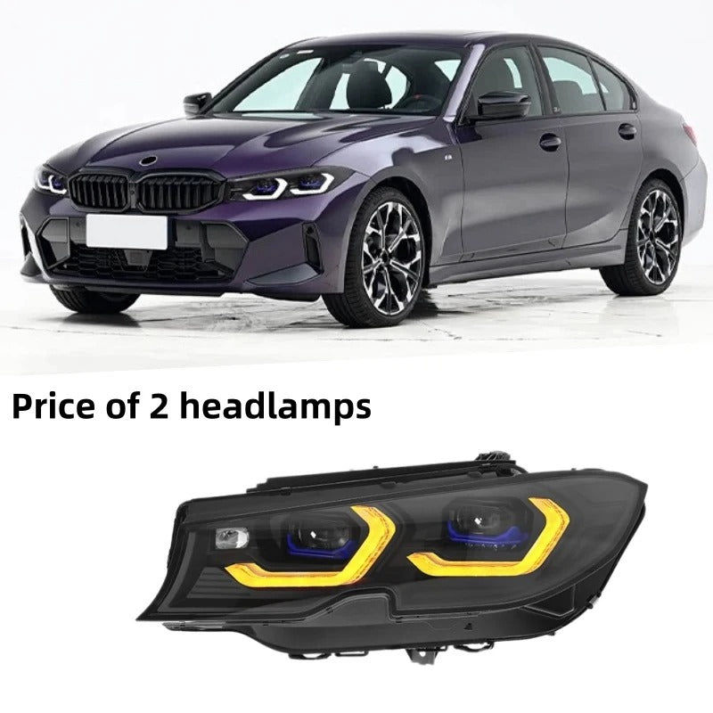 Car Craft Compatible With Bmw 3 Series G20 2019-2022 Car Front Upgraded Head Light Lamp Xenon Headlight Retrofit Upgrade Modified Led Drl Hid G80 Style With Yelllow Drl