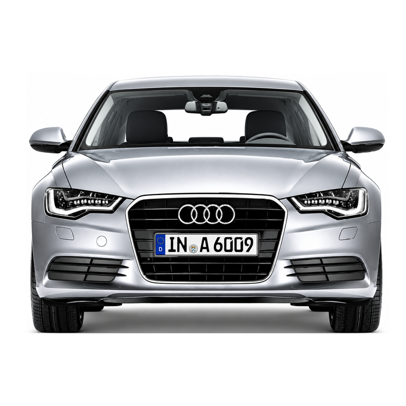 Car Craft Compatible With Audi A6 C7 2011-2015 Upgraded Front Bumper Show Grill Rs6 S6 Rs Sport Silver Frame Black Mesh All Logo Silver License Plate Eu Version A6-003 Gc