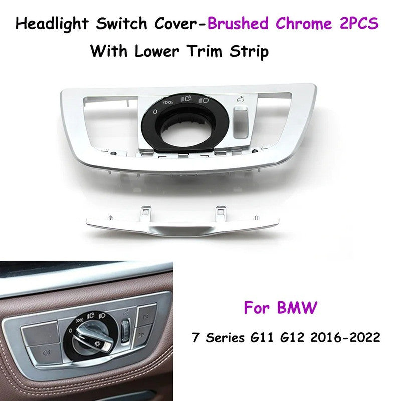 Car Craft Compatible With Bmw 7 Series G11 G12 2016-2022 Car Headlamp Headlight Rotary Switch Knob Cover Fog Lamp Light Parking Night Vision Button Cover Switch Cover