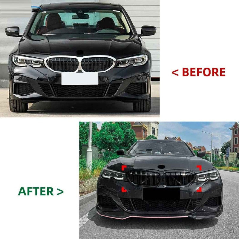 Car Craft Compatible With Bmw 3 Series G20 G21 Pre-facelift 2019-2022 Front Bumper Show Gril Glossy Black Dual Line