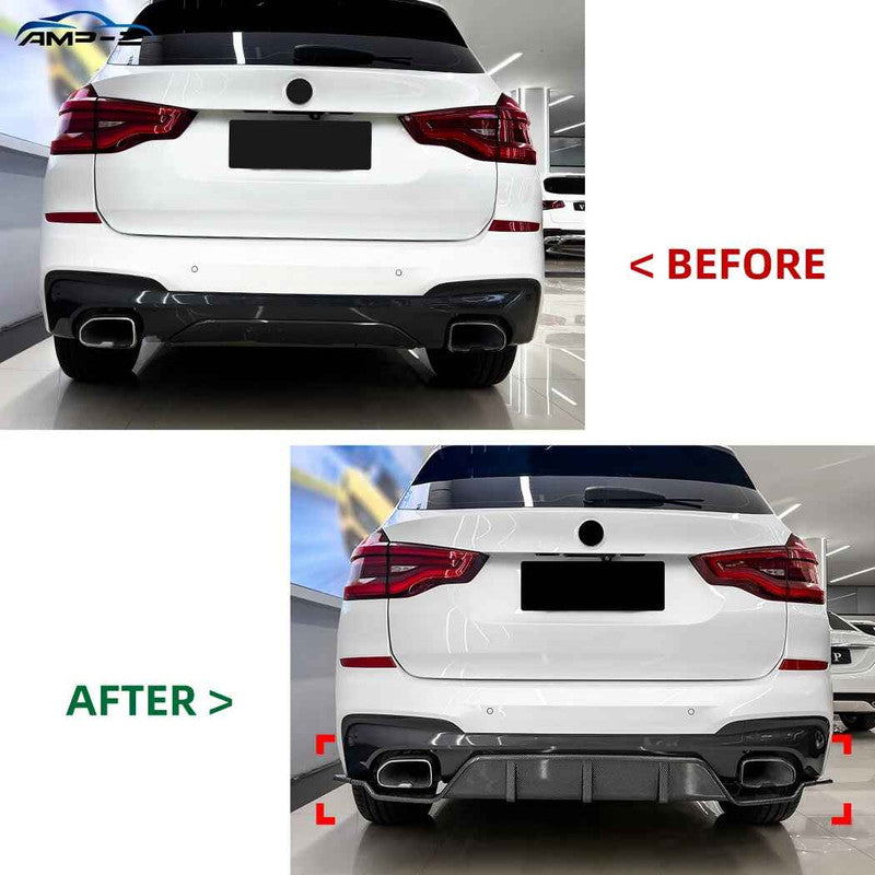 Car Craft Compatible With Bmw X3 G01 Pre-facelift M Sport 2018-2021 Rear Bumper After Lip Diffuser Trim Skirt Zst-1483 Cf Carbon Fiber Look