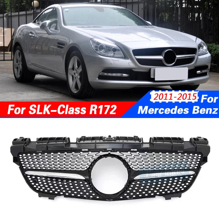Car Craft Compatible With Mercedes Benz Slc Slk Class R172 W172 2011-2015 Front Amg Bumper Show Grill Diamond Black CC-9677
