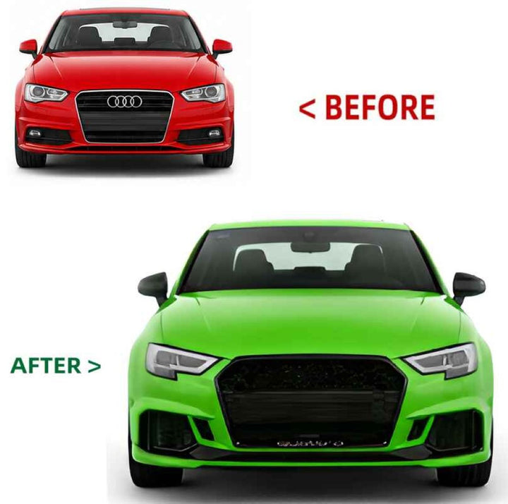 Car Craft Compatible With Audi A3 8v 2013-2016 Upgrade Facelift Convert To 2017 Style Rs3 Sport Bodykit Bumper Headlight Taillight Grill Diffuser Lip Trim Skirt Only For Car With Hid Xenon Light