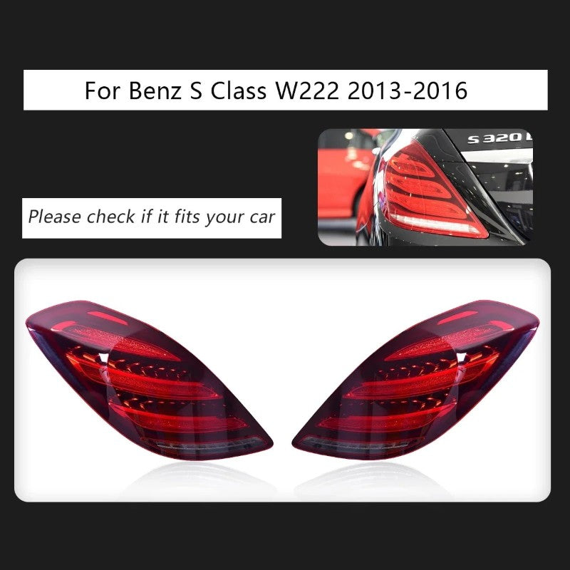 Car Craft Compatible With Mercedes Benz S Class W222 2014-2019 Car Rear Upgraded Tail Light Lamp Xenon Taillight Retrofit Upgrade Modified Led Drl Hid Light Maybach Style Red Shy - CAR CRAFT INDIA