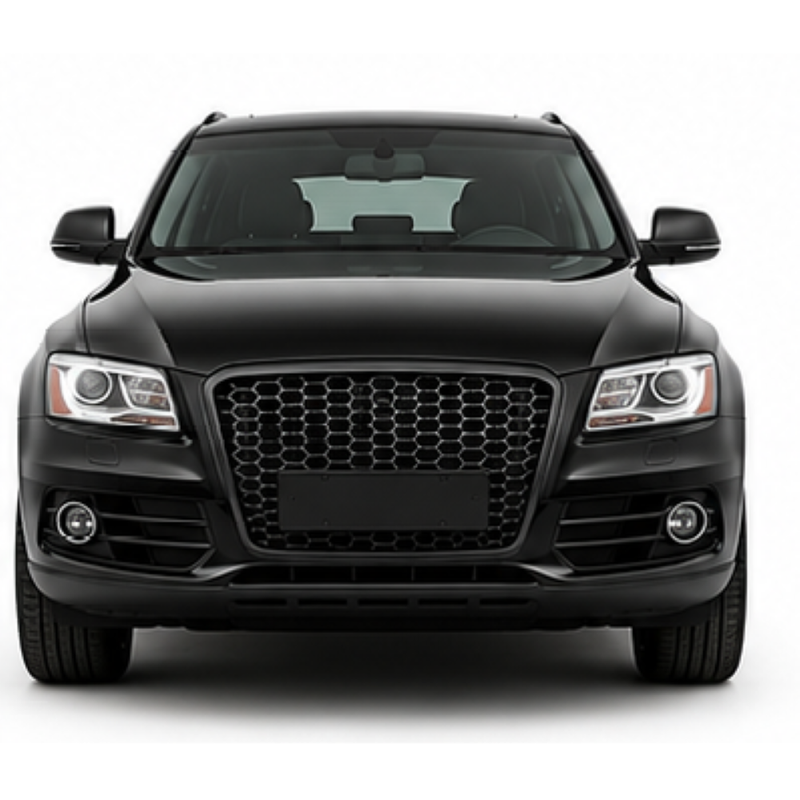 Car Craft Compatible With Audi Q5 2008-2012 Upgraded Front Bumper Show Grill Rsq5 Rs Sport Style Black Frame Black Mesh All Logo Silver License Plate Eu Version Q5-013 Gc Black