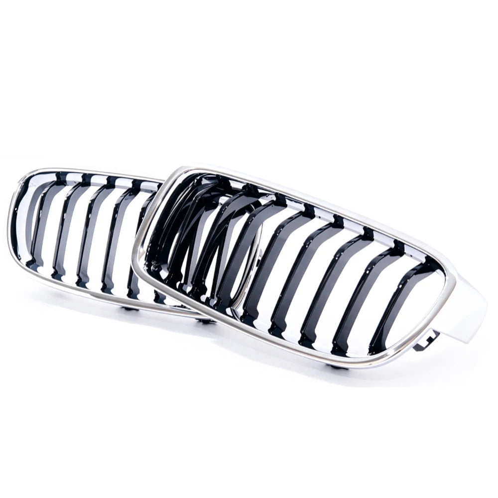 Car Craft Compatible With Bmw 3 Series F30 2012-2018 Front Bumper Grill Single Line Glossy Black Chrome