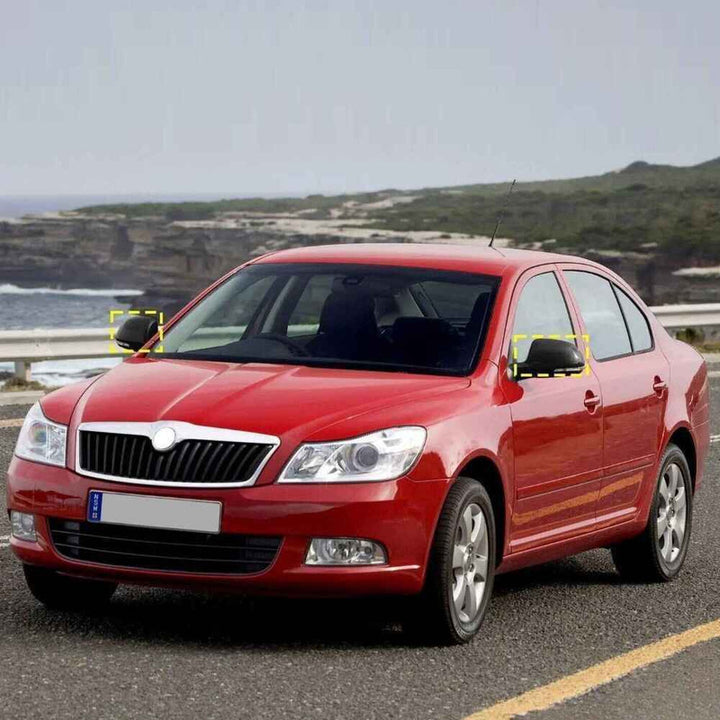 Car Craft Compatible With Skoda Octavia Laura 2005-2013 Side Rear View Case Wing Cap Shell Housing Mirror Covers 3m Tape Pasting Style Gloosy Black