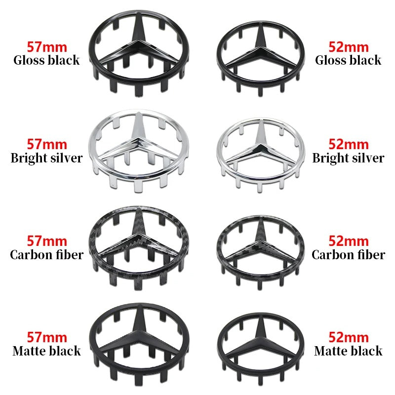 Car Craft Compatible With Mercedes A B C E S Class Ml Gl Gle Gls Cla Gla Glc Slk Grill Letter Logo Badge Emblem Sticker Steering Wheel 52mm Big Pins
