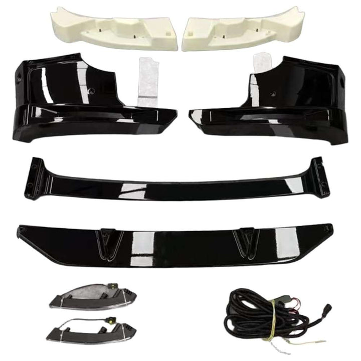 Car Craft Compatible With Range Land Rover Defender 110 90 130 2020+ Front Bumper Lip Splitter Skirts Lower Protector Glossy Black Led