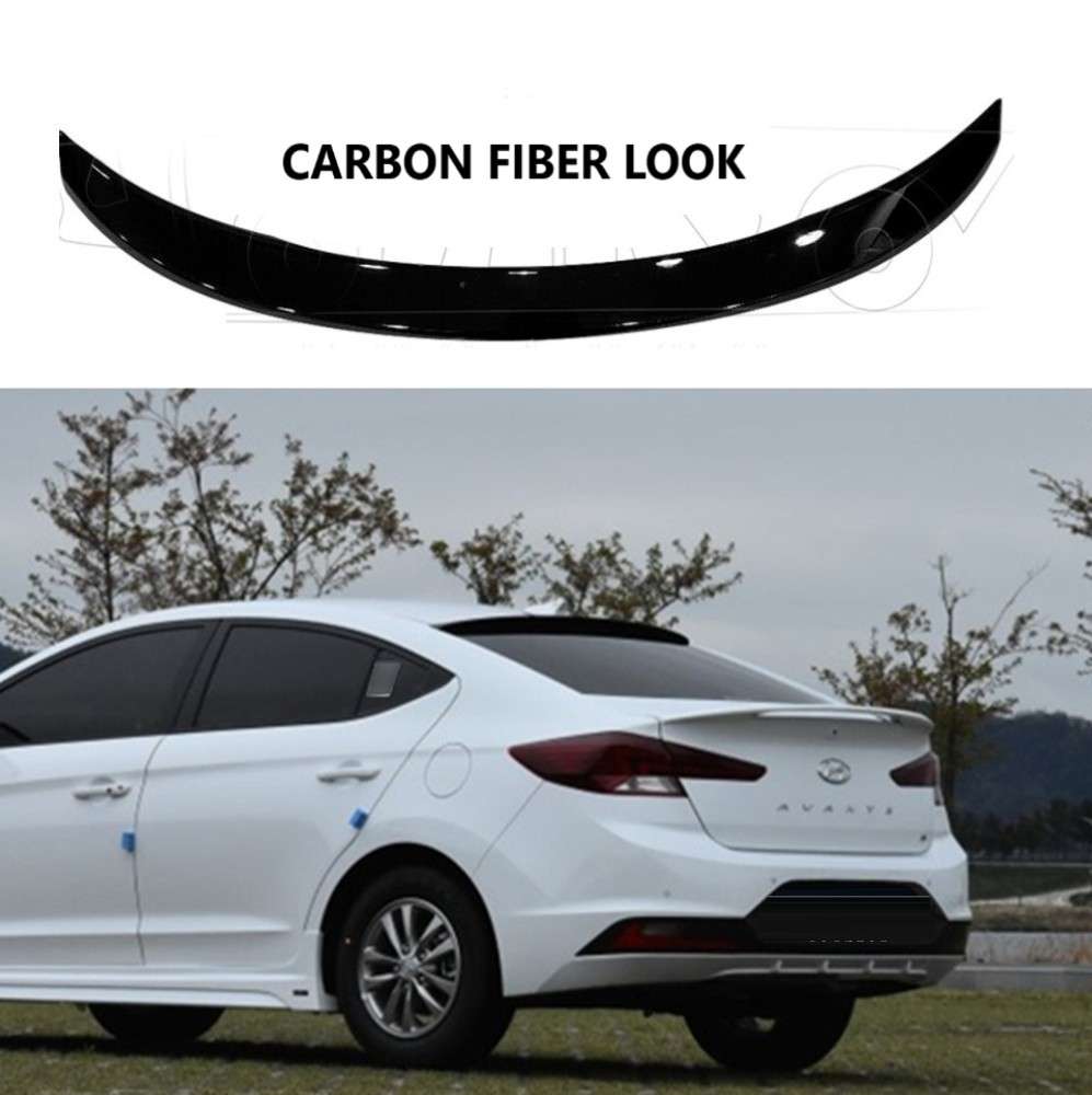 Car Craft Compatible With Hyundai Elantra 2019 Rear Trunk Wing Boot Spoiler Lip Splitter Skirt Ar-hyundai-025 Cf Carbon Fiber Look - CAR CRAFT INDIA