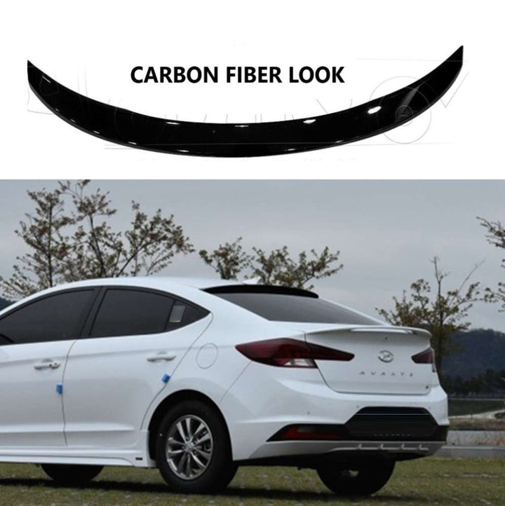 Car Craft Compatible With Hyundai Elantra 2019 Rear Trunk Wing Boot Spoiler Lip Splitter Skirt Ar-hyundai-025 Cf Carbon Fiber Look - CAR CRAFT INDIA