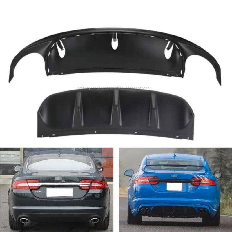 Car Craft Compatible With Jaguar Xf Xfr 2011-2016 Rear Bumper Lip Diffuser Glossy Black
