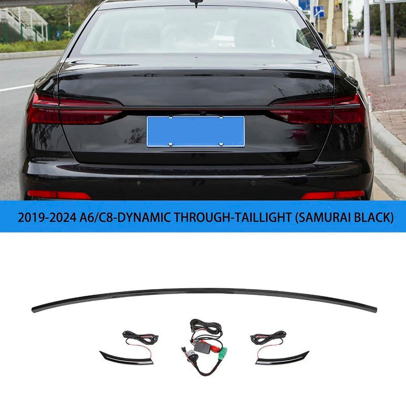 Car Craft Compatible With Audi A6 C8 2019-2025 Car Rear Upgraded Tail Light Lamp Xenon Taillight Retrofit Upgrade Modified Led Drl Hid Brake Light, Warning Light Centre Bar Black