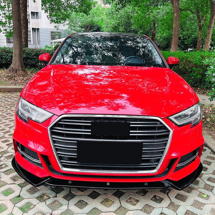 Car Craft Compatible With Audi A3 8v Facelift S Line 2017-2020 Front Bumper Lip Skirt Splitter Spoiler Zst-985 Glossy Black