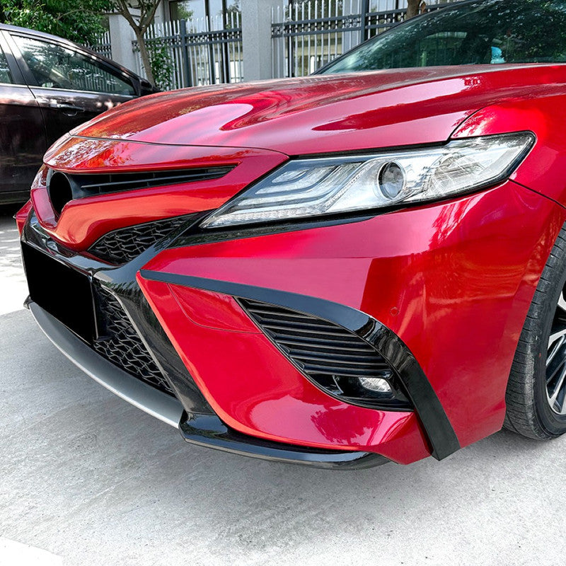 Car Craft Compatible With Toyota Camry 2018+2024 Front Bumper Fog Splitter Skirst Canard Flag Carbon Fiber Look Zst-451 Cf USA