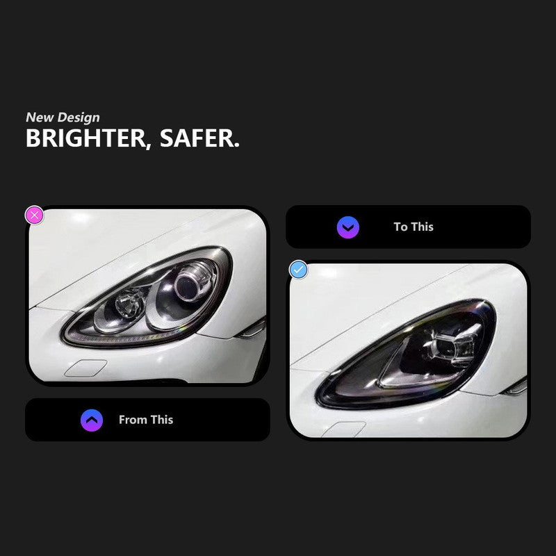 Car Craft Compatible With Porsche Cayenne 2011-2014 Car Front Upgraded Head Light Lamp Xenon Headlight Retrofit Upgrade Matrix Modified Led Drl Hid A